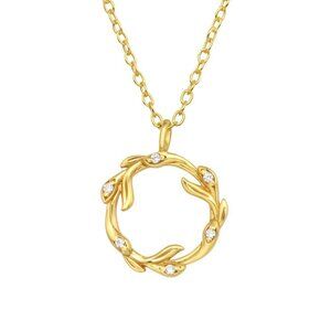 14k Gold Vermeil Cubic Zirconia Leaf Necklace
